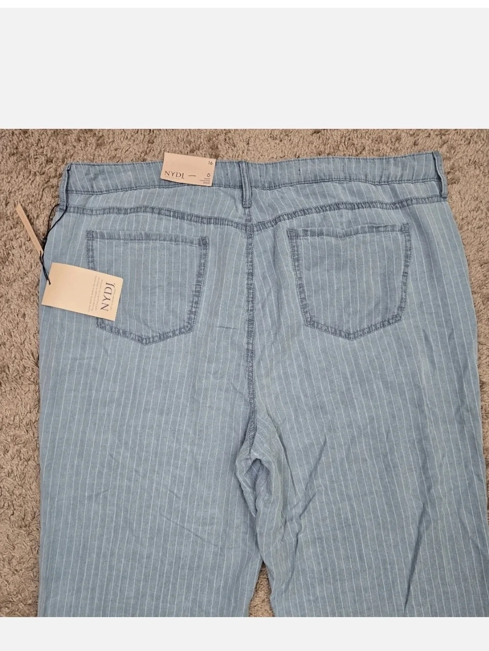 Brand New- NYDJ Relaxed Straight Light Blue with stripes 100% Lyocell Jeans - Picture 12 of 12